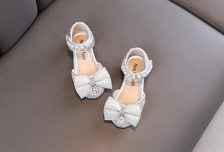 2026 Kids Shoes Summer for Girl Sandals Fashion Sequins Rhinestone Bow Girls Princess Shoe Soft Bottom