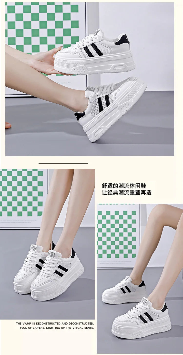 White Sneakers for Women Versatile Thick-Soled Height-Increasing Summer Height-Increasing Sports Casual Board Shoes