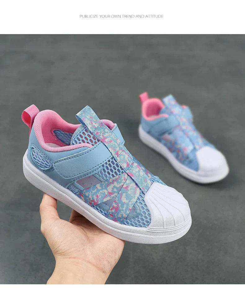 Fashion Children Soft Casual Shoes Girls Light Chunky Air Mesh Sneakers Kid Summer 4 5 6 7 8 Princess Net Sport Footwear Korean