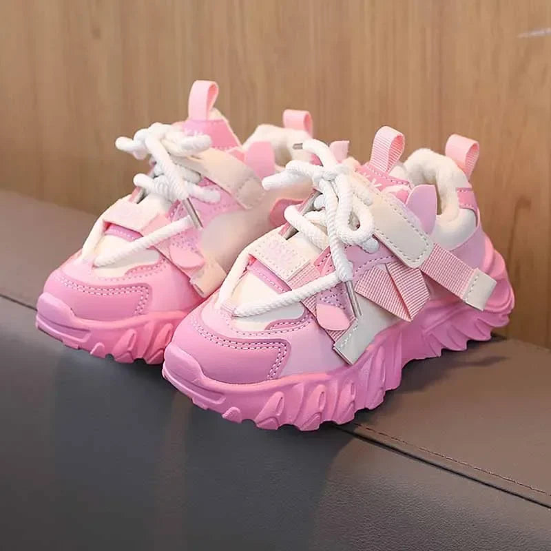 New Arrival Children Sneakers Pretty Silhouette Girl Running Shoes Pink Black Khaki Trendy Kids Shoes Boys Training Shoes