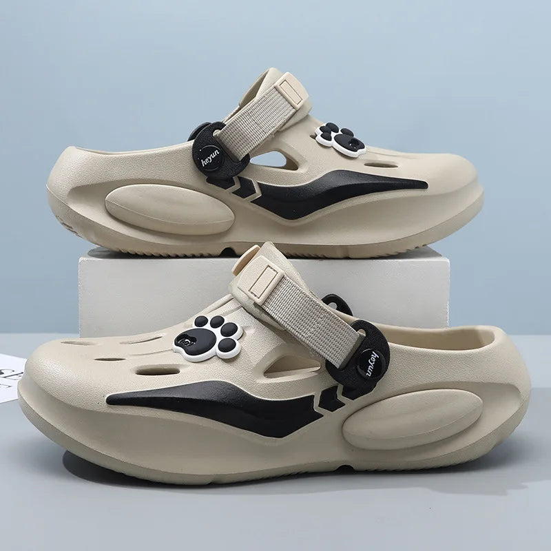 New Summer Men's Barefoot Sandals Soft Sole Comfortable Breathable Non Slip Tulip Slippers Thick Sole Casual Walking Beach Shoes