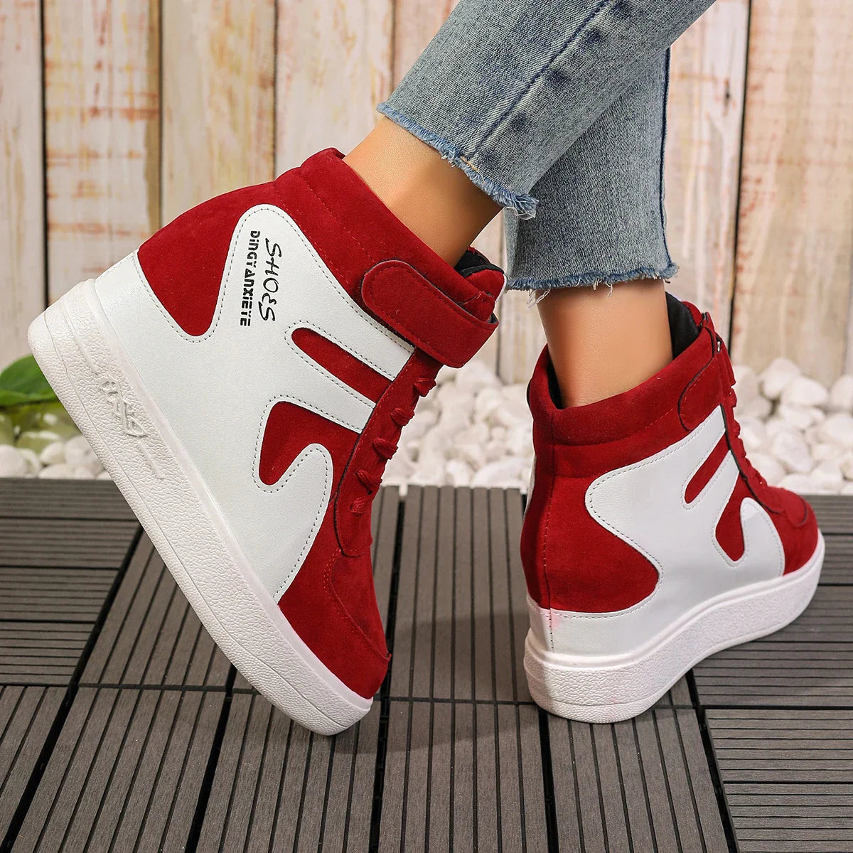 Sneakers Women New High Top Platform Casual Wedges Sneakers Autumn Winter Female Black Internal Increase Vulcanize Women Shoes