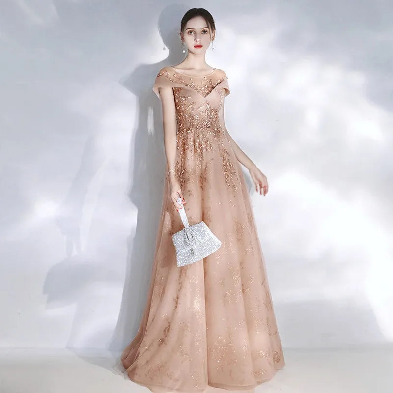 Banquet Evening Dress Dress Female 2025 New Style Temperament Company Annual Meeting Birthday Glitter Host Art Exam Tail Dress