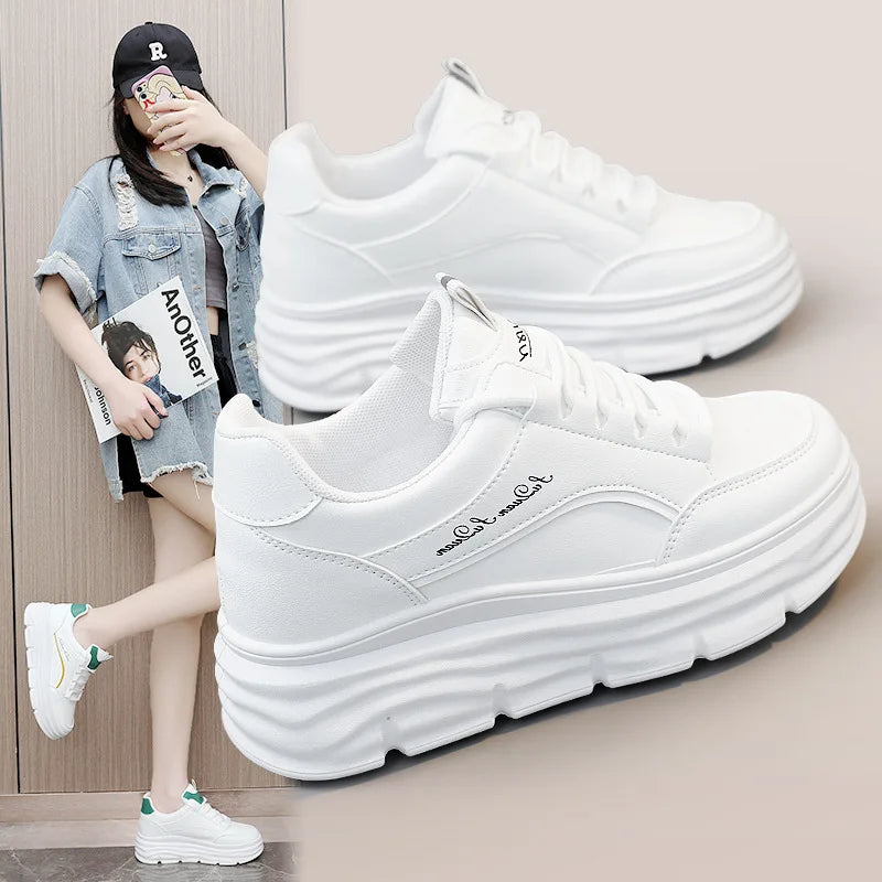 Women's Sneakers Spring Trend Lace-up Platform Casual Shoes Student Small White Shoe Old Dad Style Soft Sole Flat Shoe Versatile