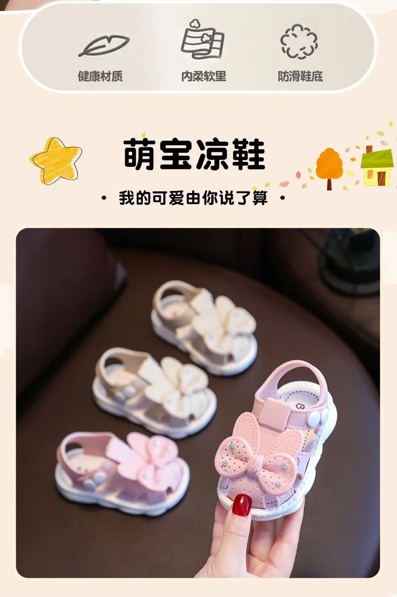 Infant Girls Sandals Summer Baby Shoes Can Make Sounds Cute Bow Princesses Kid Toddler Children Soft First Walkers