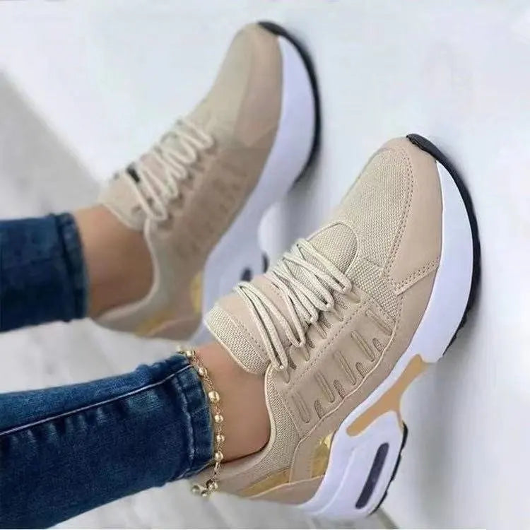 Women's Shoes Spring and Autumn New Mesh Breathable Casual Shoes Outdoor Lightweight Non-slip Wedge Heel Thick-soled Sneakers