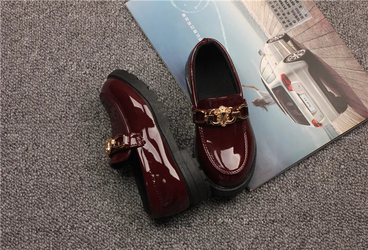Children's Shoes Girls Autumn Princess Fashion Leather Shoes Kids Soft Sole British Style Black Student Performance Shoes