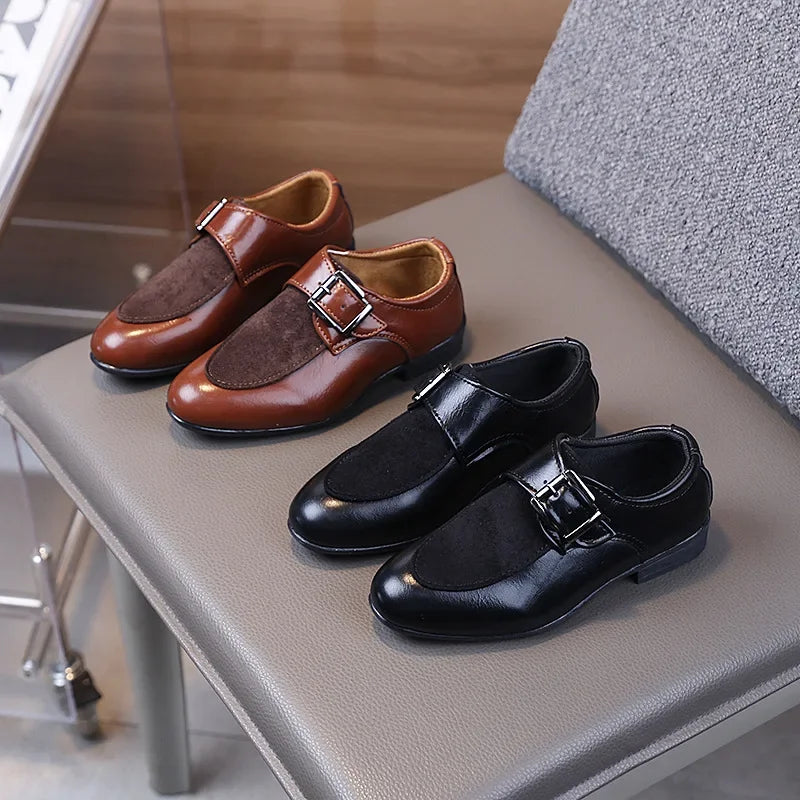 New Boy School Leather Shoes Pointed-toe Kids Formal Uniform Performance Loafers Fashion Versatile Children's Causal Low-heels
