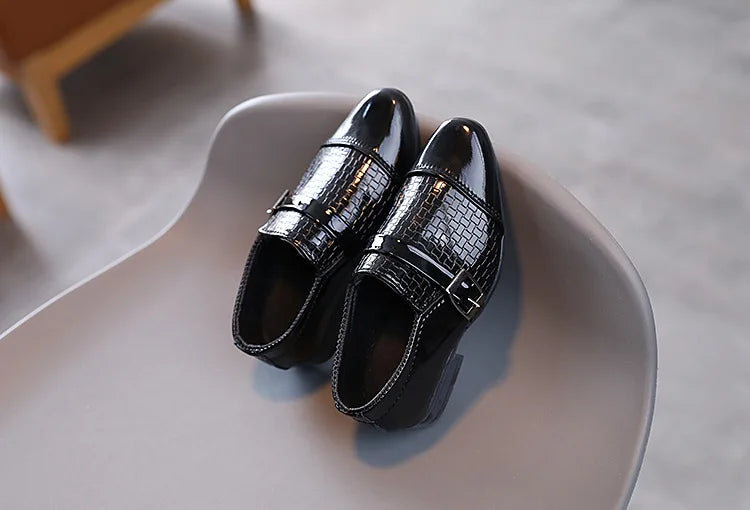 Boys Leather Shoes Kids Formal Shoes For Party Performance Pointed Toes Children Black School Shoes Spring Fashion Soft