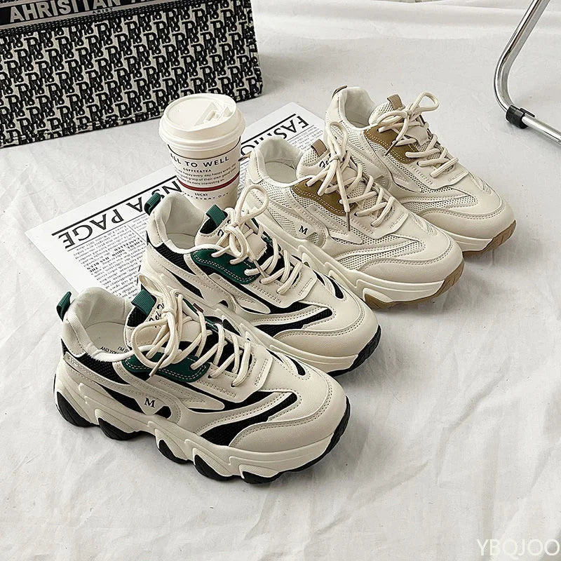 Ladies New fashion Shoes Thick soled comfortable Sneakers Trendy versatile leather shoe Casual breathable Women's shoes Mujer