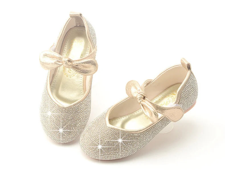 Girls Wedding Shoes Glitter New Brand Flat Heels Children Princess Sandals Dance Kids Fashion Party Shoes with Pearl