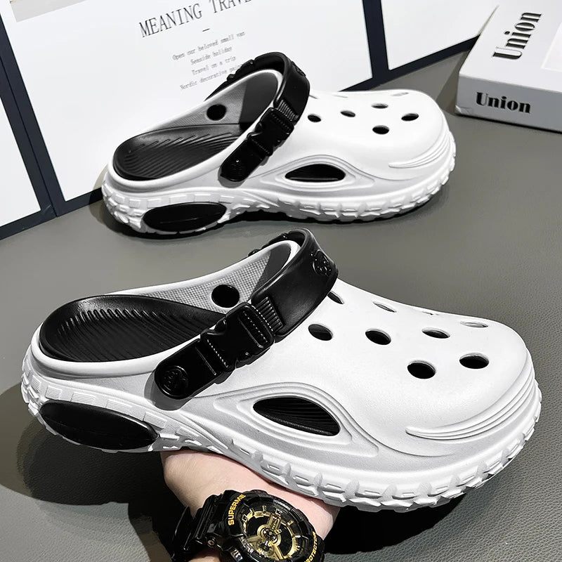 Summer Men's Thick Soled Non-Slip Breathable Toe-Cap Sandals Casual Beach Slippers