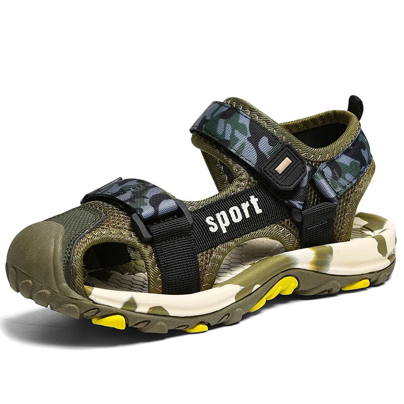 New Summer Beach Water Children Sandals Fashion Shoes Lightweight Non-slip Soft Bottom Shading Leather Boys Comfortable