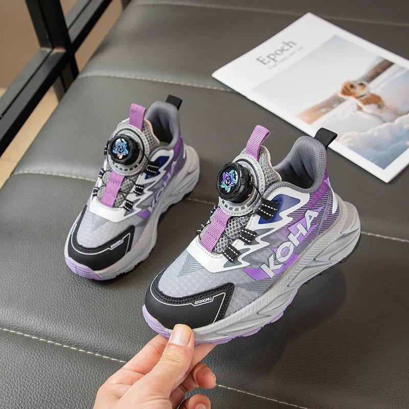 Boys Running Shoes with Rotating Buttons Breathable Comfortable Dad Sneakers Kids Sports Shoes for Autumn Season New Arrival