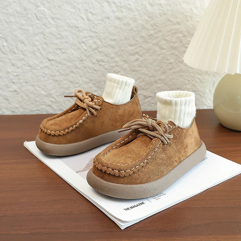 Kids Casual Loafers for Boys Girls 2025 New Autumn Toddler Walking Shoes Non-slip Thick Sole Retro Chic School Outdoor Footwear