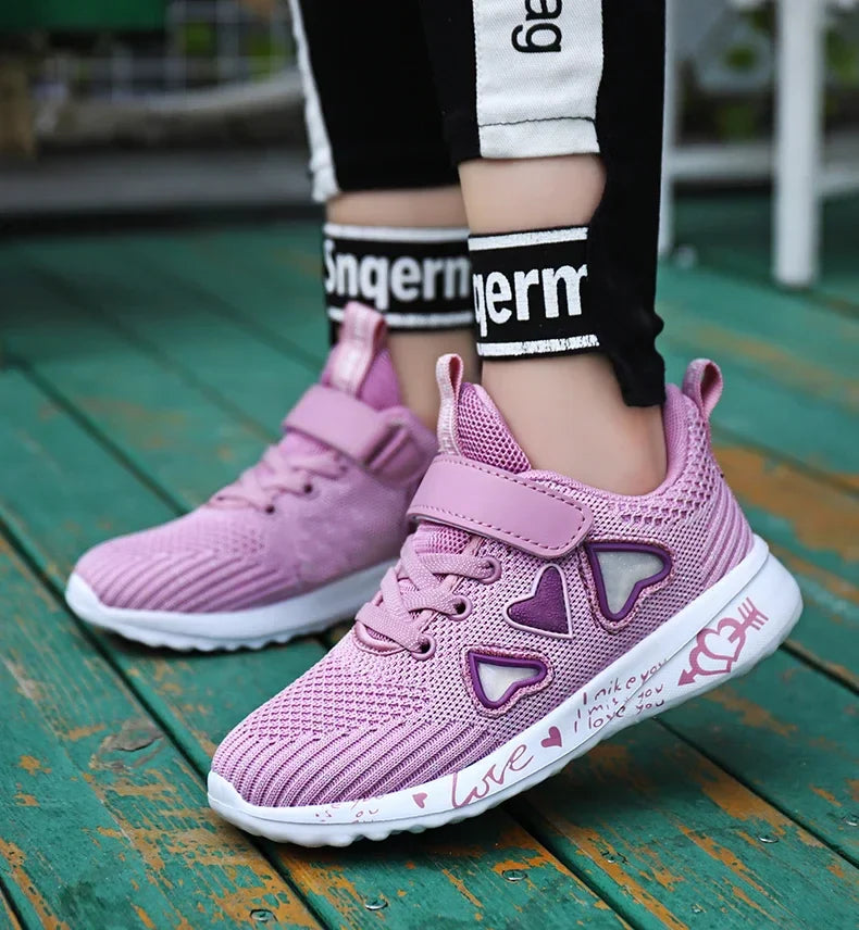 2025 Girls Casual Shoes Children Light Mesh Sneakers Kids Summer Autumn Tenis Cute Sport Cartoon Running Sock Footwear Female