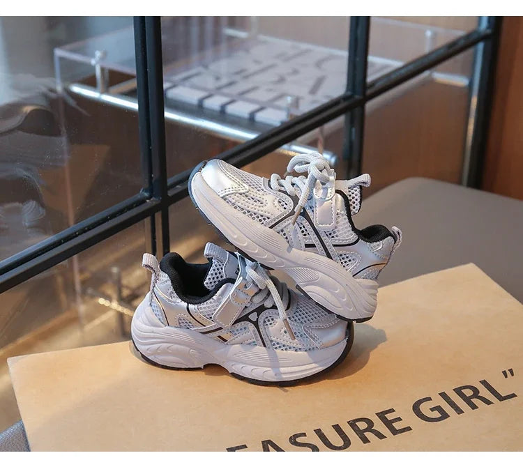 Kids Sneakers Mesh Breathable Girls Running Shoes Non-slip Thick Soft Sole New Children Sports Shoes Mesh Breathable Trendy