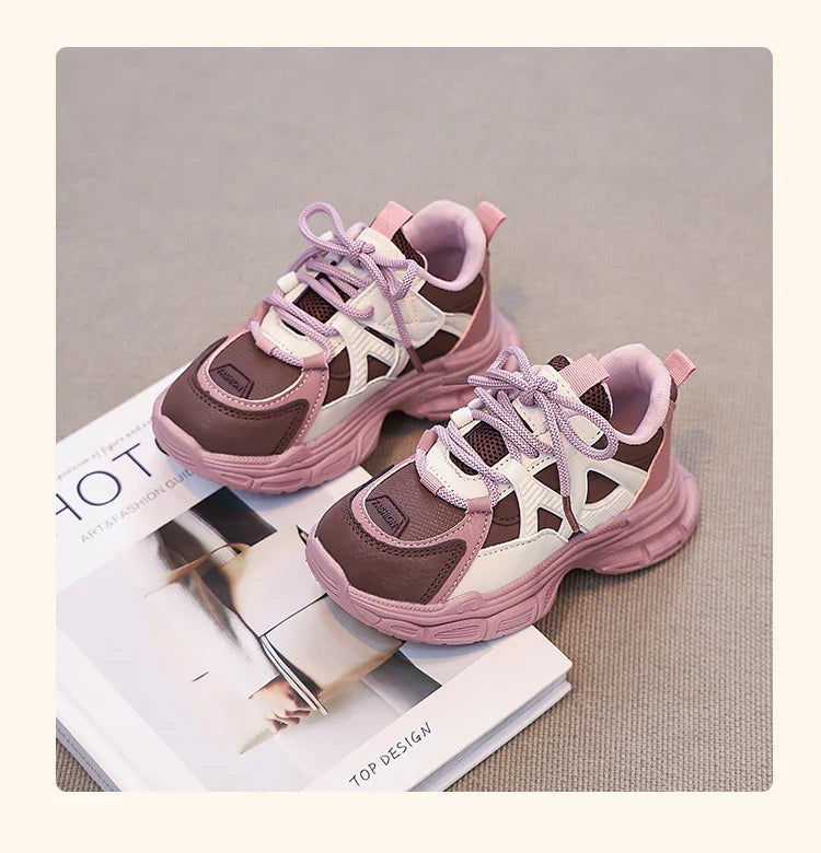 Kids Sneakers Handsome Girls Running Shoes Mesh Breathable  New Girls Sports Shoes Thick Soft Sole Comfort for Students