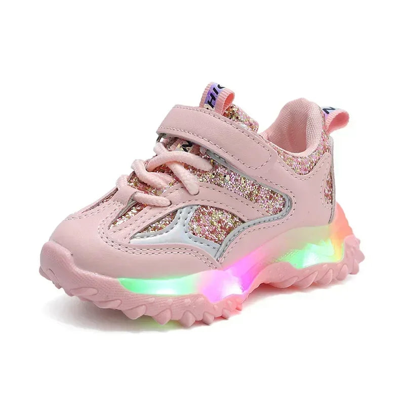 2025 Summer Sneakers Kids Fashion Girls LED Light Shoes Letter Mesh Breathable  Luminous Shoes Casual Sports Shoes Boys Shoes
