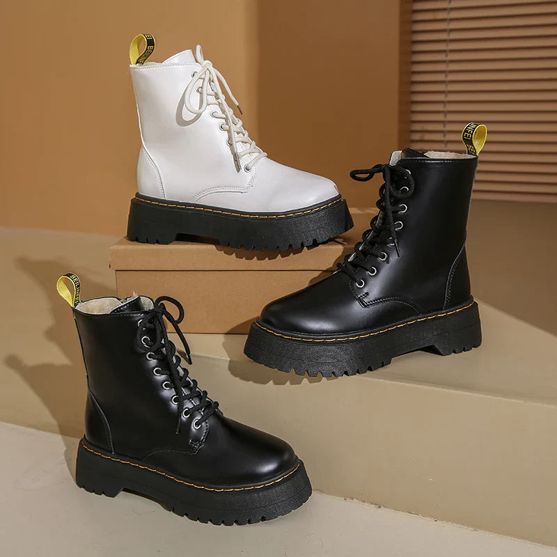 2025 New Women Boots Goth Casual Shoes Woman Leather Chelsea Classic Female Goth Shoes High Platform Boots Women Boots