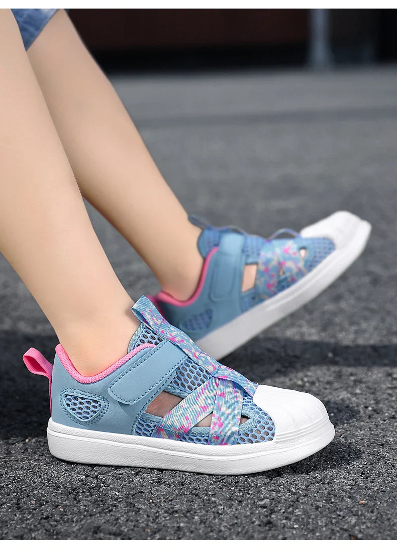 Fashion Children Soft Casual Shoes Girls Light Chunky Air Mesh Sneakers Kid Summer 4 5 6 7 8 Princess Net Sport Footwear Korean