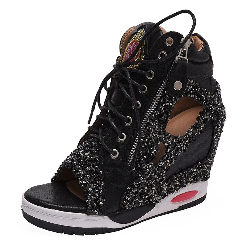 Shoes Womens Sneakers with Platform Woman Shoe Luxury Wedge Heel Basket Autumn Winter Thick Fashion High Casual Running Low help