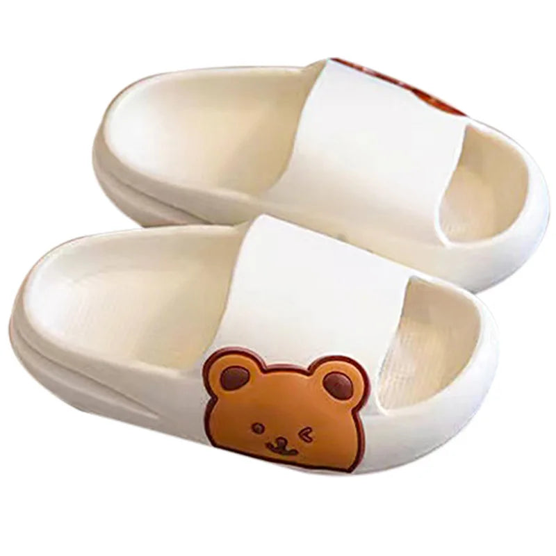 New Fashion Toddler Slippers Kids Cartoon Bear Beach Outdoor Flip Flops Boys Girls Cute Soft Sole Non-Slip Bathroom Home Shoes