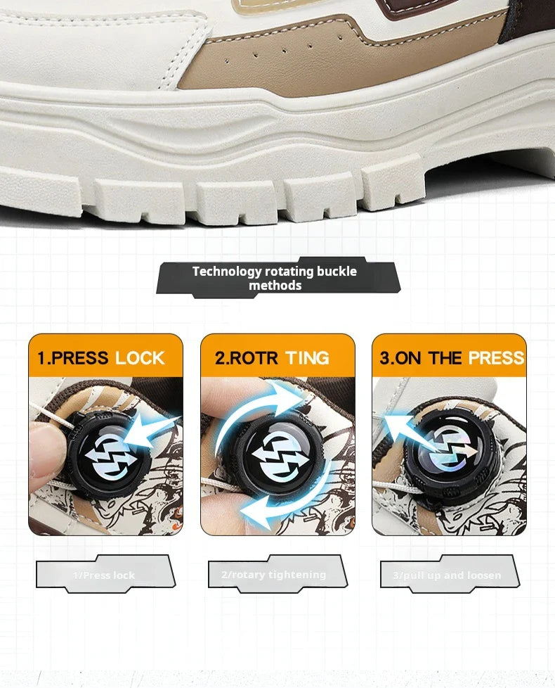 Men's Casual Outdoor Boots Fall Breathable Trendy Versatile Leisure Knob Board Shoes Anti-slip Riding Fashion Sneakers  (Available)
