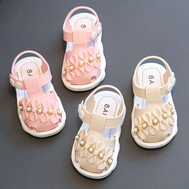 Infant Girls Sandals Summer Baby Shoes Can Make Sounds Cute Bow Princesses Kid Toddler Children Soft First Walkers
