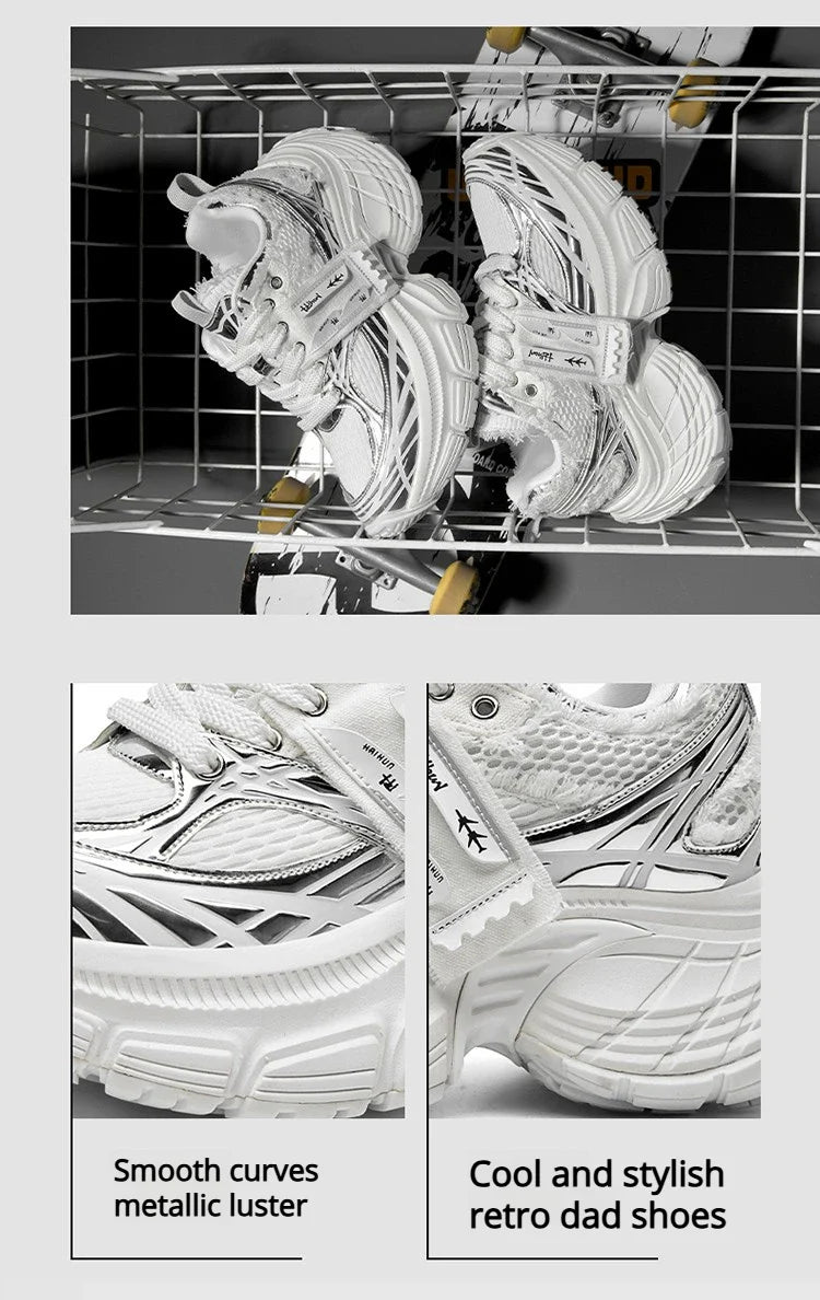 White Chunky Sneakers Women Summer Autumn Bling Rhinestones Shoes for Girls Thick Platform Footwear Size 36-44 Shoes for Men