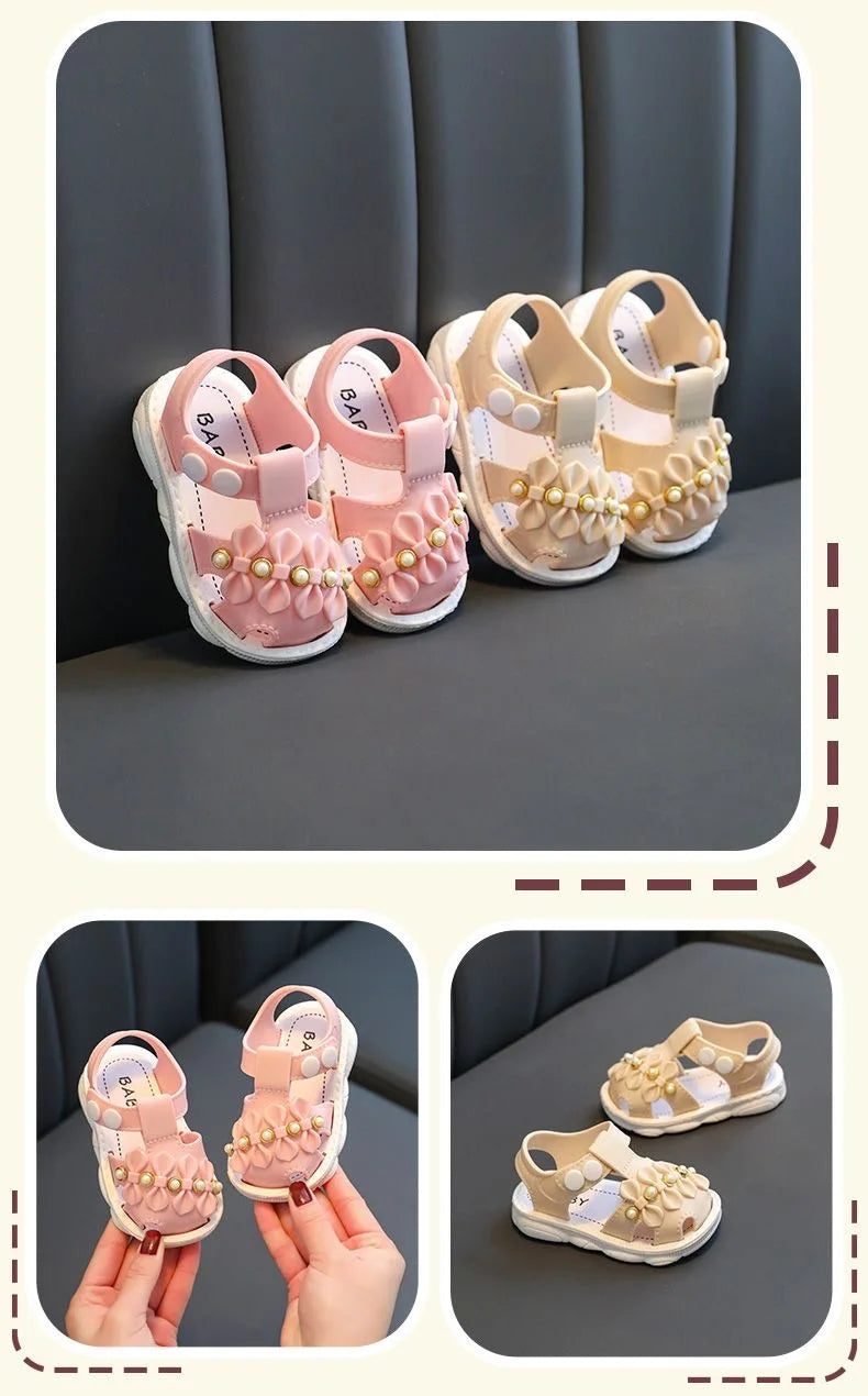 Infant Girls Sandals Summer Baby Shoes Can Make Sounds Cute Bow Princesses Kid Toddler Children Soft First Walkers