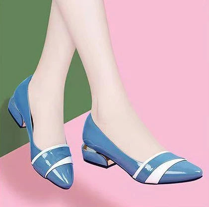 Woman Pumps Office Shoes For Women Pointed Toe Square Heels Low Heel Elegant Luxury Leather Casual Stylish With Premium A