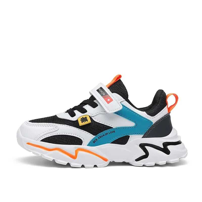 Kid Sneakers Sport Shoes for Boys Fashion Leather Children Breathable Mesh Comfort Shoes Casual Walking Outdoor Running Shoes