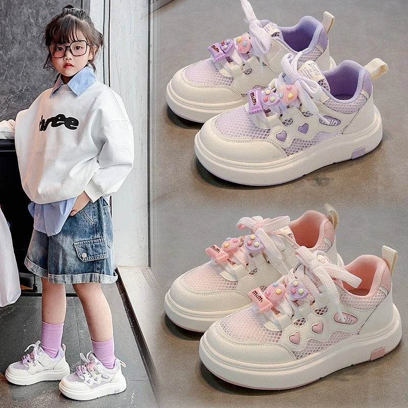 Girls' mesh shoes Spring and Autumn new children's sports shoes mesh breathable girls' casual shoes board shoes