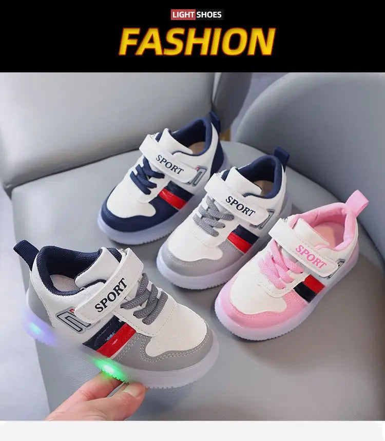 Boys Sneakers Sensor Lights Luminous Board Shoes Lightweight Skateboard Sneaker Kids Toddler Shoe Girls Walking Sport Footwear