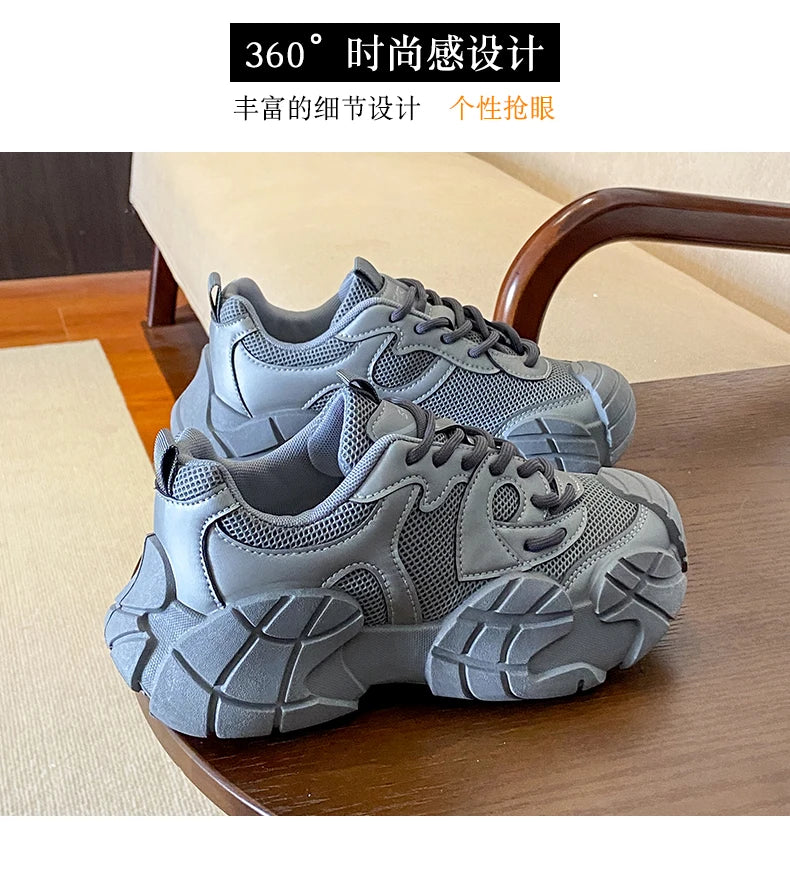 Women Platform Sneakers Lace Up Running Sports Shoes Soft Breathable Tennis Sneakers Casual Outdoor Comfortable Shoes For Female