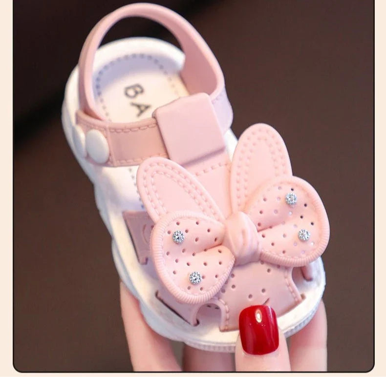 Solid Bow Children's Summer Shoes Cute PVC Beach Non Slip Sandals For Baby Girls Footwear Soft Infant Kids Fashion Sandals