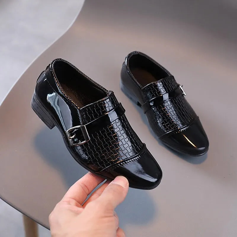 Boys Leather Shoes Kids Formal Shoes For Party Performance Pointed Toes Children Black School Shoes Spring Fashion Soft