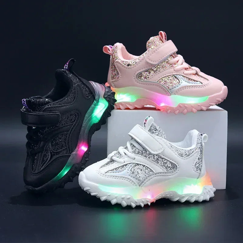 2025 Summer Sneakers Kids Fashion Girls LED Light Shoes Letter Mesh Breathable  Luminous Shoes Casual Sports Shoes Boys Shoes