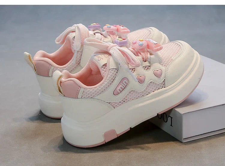 Girls' mesh shoes Spring and Autumn new children's sports shoes mesh breathable girls' casual shoes board shoes