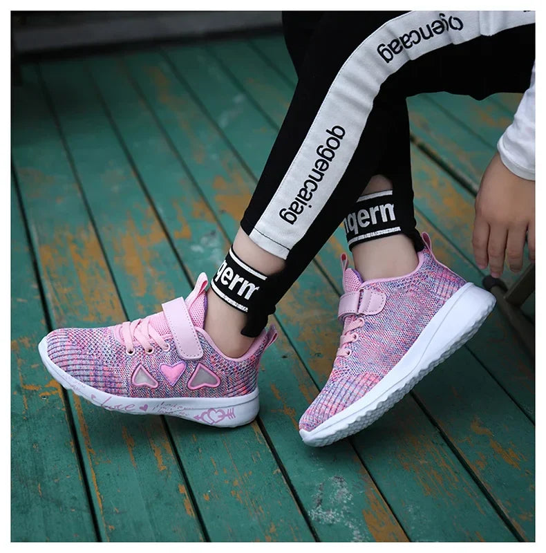 2025 Girls Casual Shoes Children Light Mesh Sneakers Kids Summer Autumn Tenis Cute Sport Cartoon Running Sock Footwear Female