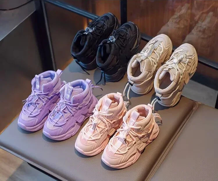 Spring Autumn Children's Sneakers Causal Boys Girls High-top Sneakers Simple Non-slip Breathable Kids School Basketball Shoes