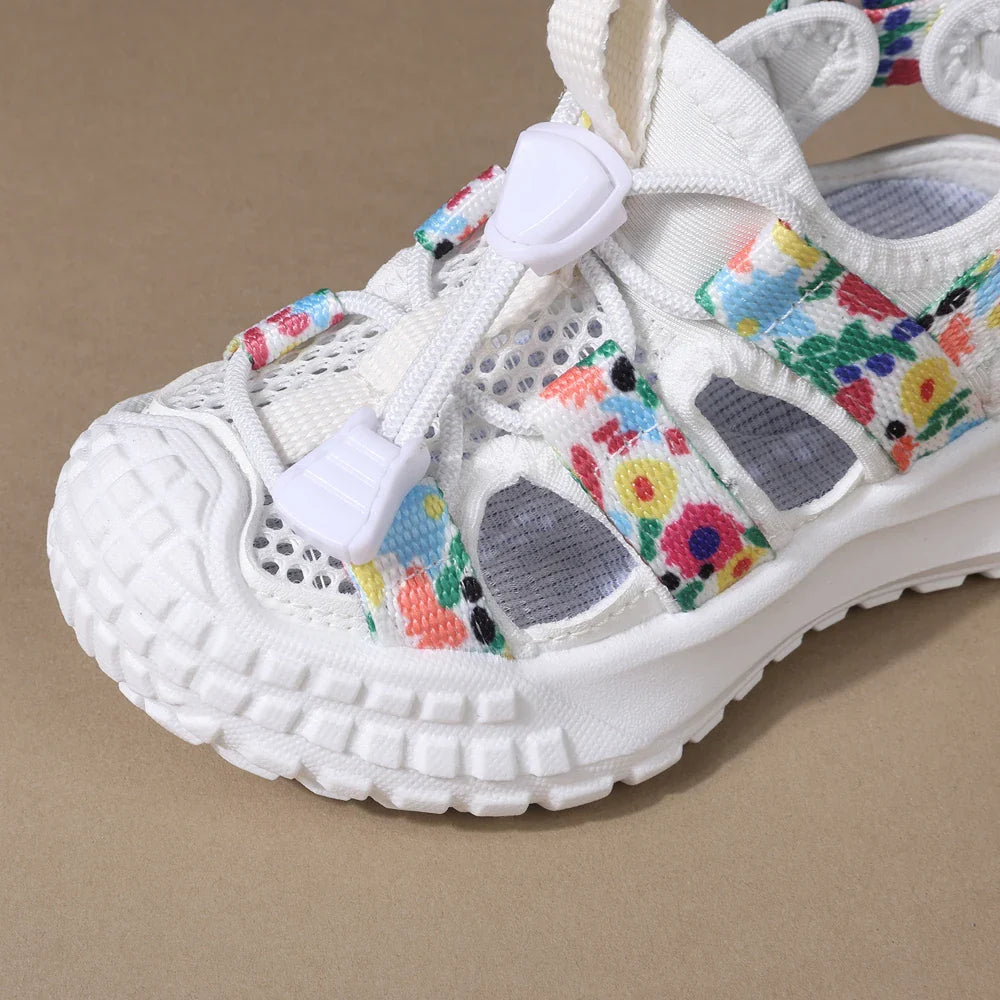 2025 New Summer Kids Sandals For Girls Mesh Flower Breathable Children Sport Shoes Soft Sole Toddler Girls Sandals Beach EU21-30