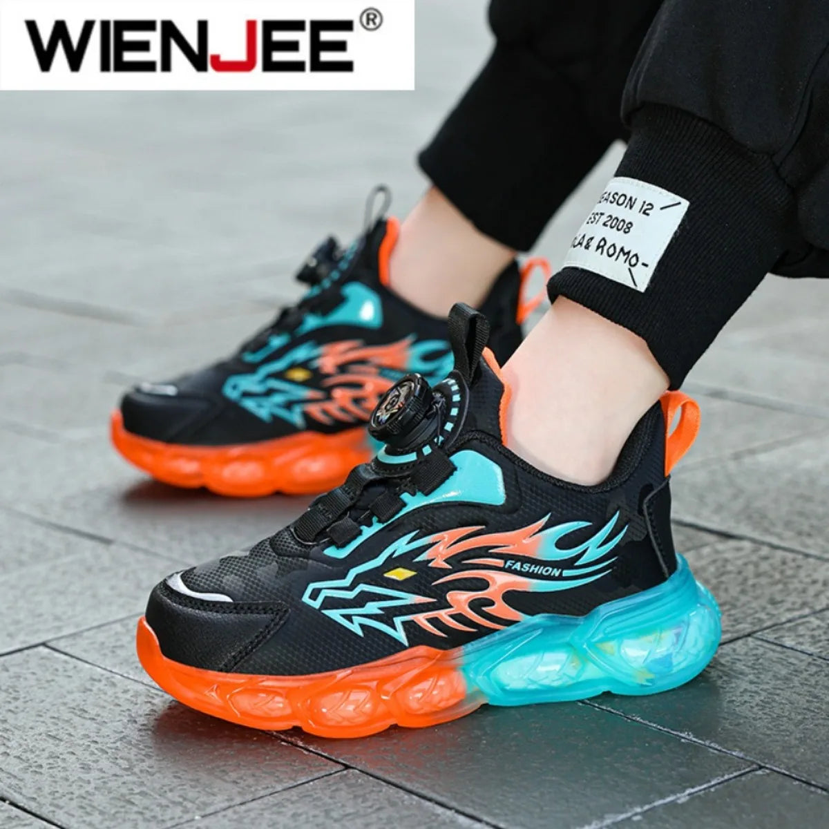 New Anti-skid Leather Kids Sneakers for Boys Running Walking Lightweight Casual Shoes With Fashion Dragon Pattern Shoes