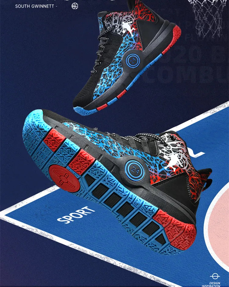Hot Sale Cheap High Basketball Sneakers Men Women Fashion Printed Basketball Trainers Baskets Outdoor Platform Sport Shoes Boys