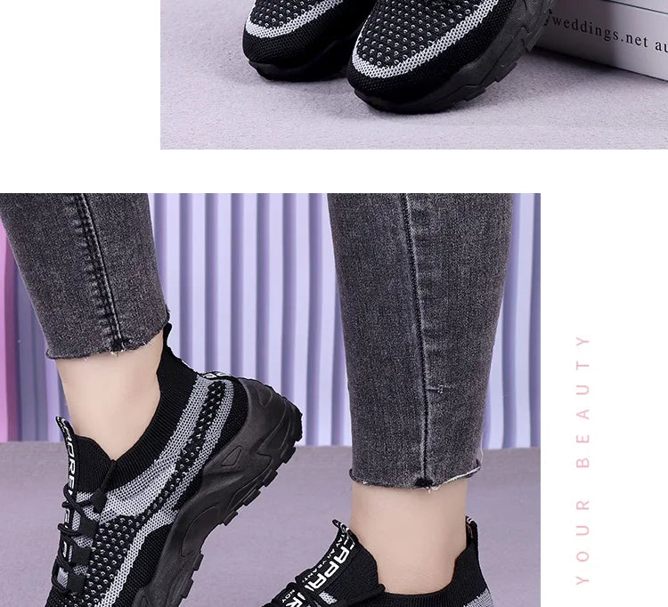 Chunky Sneakers 2025 Women's Casual Shoes Spring And Autumn Air Mesh Breathable Sports Shoes For Women's Soft Sole Running Shoes