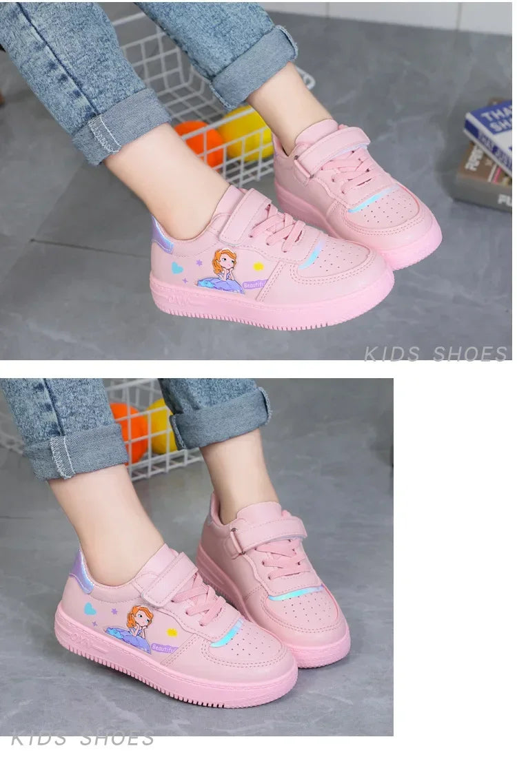 Kids Sneakers Four Seasons Girls Fashion Sports Running Shoes Non-slip Children's Flat Shoes Casual Breathable Outdoor Sneaker