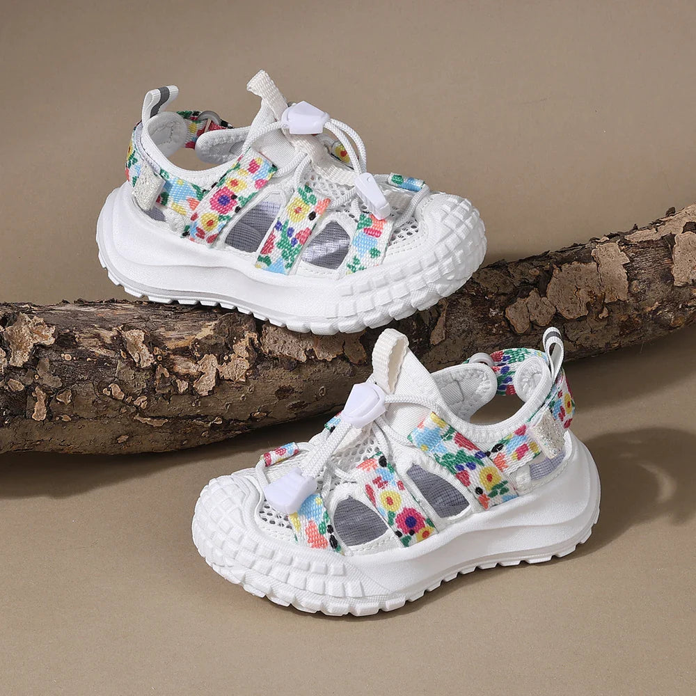 2025 New Summer Kids Sandals For Girls Mesh Flower Breathable Children Sport Shoes Soft Sole Toddler Girls Sandals Beach EU21-30