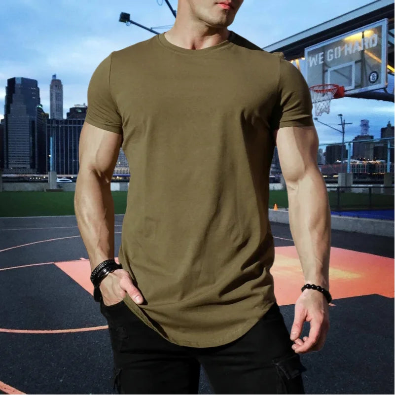 Muscle Fitness T-shirt Summer Men's T-shirts Workout short sleeve Tees Running cotton t-shirts Men Gym Sport Training Tops