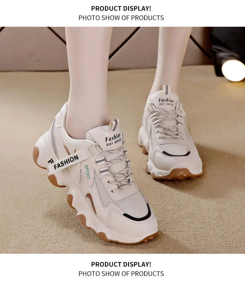 Zapatillas Mujer Sneakers Trendy Mesh Platform Sneakers Leather Shoes Breathable Socofy Casual Sports Shoes Women Flats2024